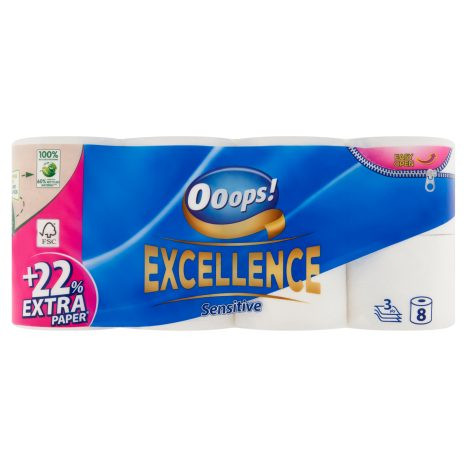 Toalettpapír Ooops! Excellence 3 Rétegű 8 Tekercs