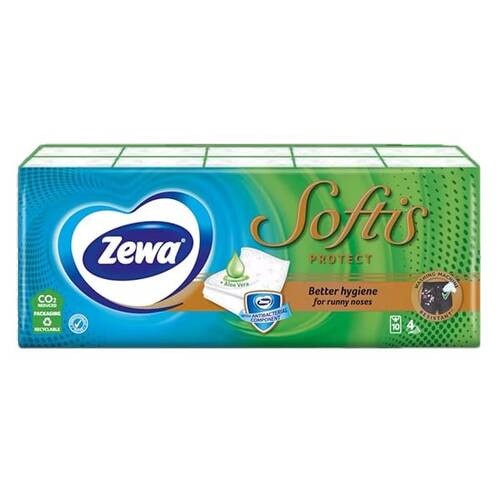 Papírzsebkendő Zewa Softis Protect 4 Rétegű 10X9 Darabos
