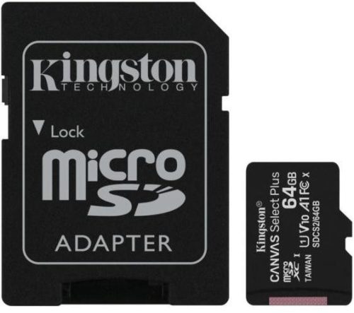 Kingston 64Gb Sd Micro Canvas Select Plus (Sdxc Class 10 A1) (Sdcs2/64Gb) Memória Kártya Adapterrel