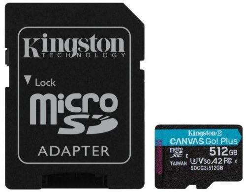 Kingston 512Gb Sd Micro Canvas Go! Plus (Sdxc Class 10 Uhs-I U3) (Sdcg3/512Gb) Memória Kártya Adapterrel