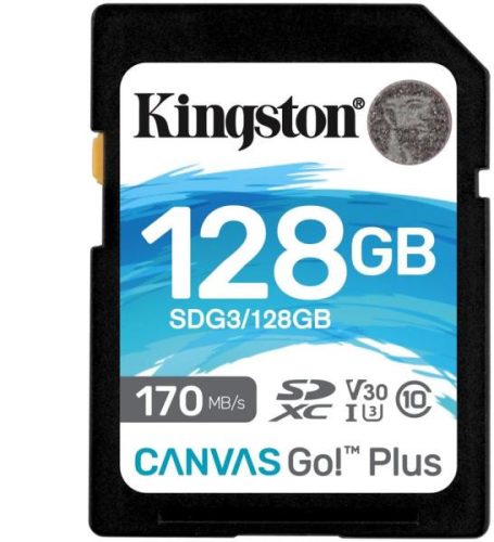Kingston 128Gb Sd Canvas Go Plus (Sdxc Class 10 Uhs-I U3) (Sdg3/128Gb) Memória Kártya