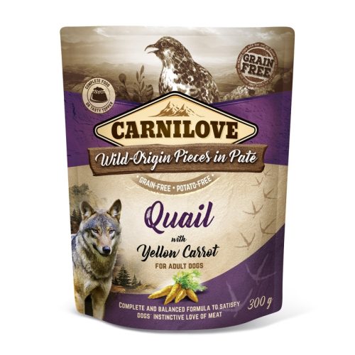 Carnilove Dog Tasakos Paté Quail With Yellow Carrot - Fürj Sárgarépával 300G Hu