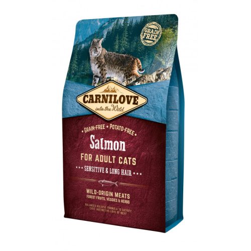 Carnilove Cat Adult Salmon Sensitive & Long Hair- Lazac Hússal 2Kg