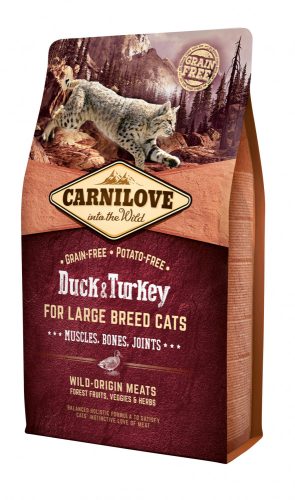 Carnilove Cat Duck & Turkey Large Breed – Muscles, Bones, Joints- Kacsa És Pulyka Hússal 2Kg