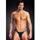 Microf. Thong w. Metal Rings Bl. L/XL