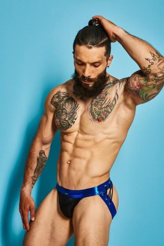 C4M-Desire Jockstrap-BlueLeatherette-XL