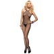 Seamless Fishnet Halter Bodystocking O/S Black