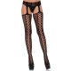 Lace up backseam stockings, black, O/S