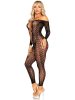 Crotchless, Footless Lingerie Bodystocking - Black O/S