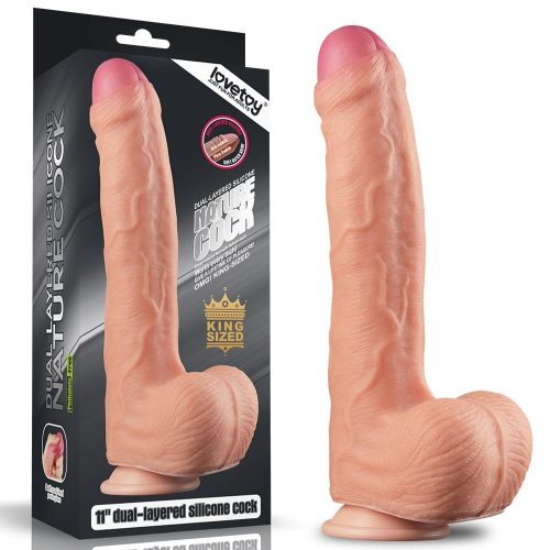 11" Dual Layer Platinum Silicone Cock