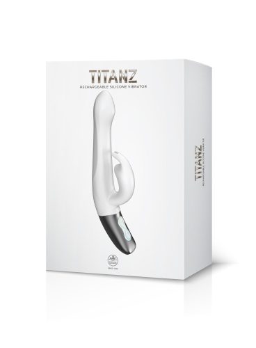 TITANZ 8.5" SILICONE RECHARGEABLE VIBRATOR IN IVORY WHITE