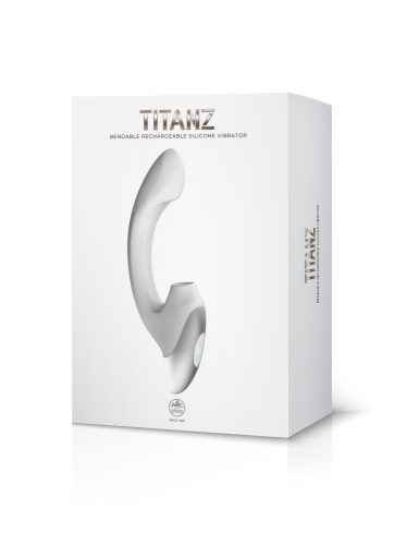 TITANZ 8" SILICONE RECHARGEABLE VIBRATOR IN IVORY WHITE