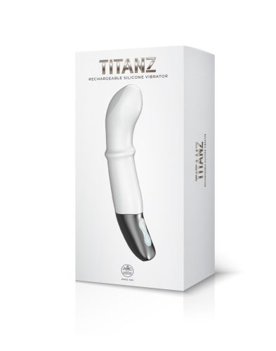 TITANZ 7" SILICONE RECHARGEABLE VIBRATOR IN IVORY WHITE