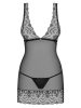 Firella chemise & thong black  S/M