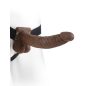9" Hollow Strap-On with Balls Brown/Black