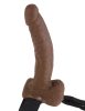 9" Hollow Strap-On with Balls  Brown/Black