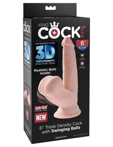 6" Triple Density Cock With Swinging Balls   Light