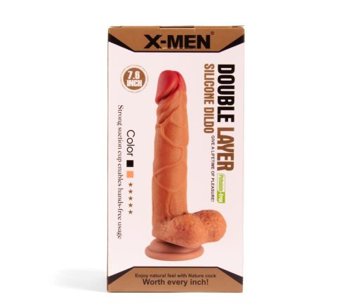 XMEN 7.6 inch Double Layer Silicon Dildo Brown