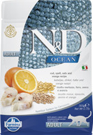 N&D Cat Ocean Tőkehal, Tönköly, Zab&Narancs Adult 300G