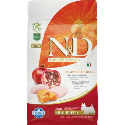 N&D Dog Grain Free Csirke&Gránátalma Sütőtökkel Adult Mini 800Gr