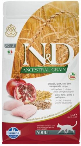 N&D Cat Ancestral Grain Csirke, Tönköly, Zab&Gránátalma Adult 1,5Kg