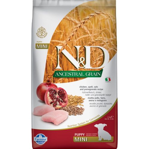 N&D Dog Ancestral Grain Csirke,Tönköly,Zab&Gránátalma Puppy Mini 2,5Kg