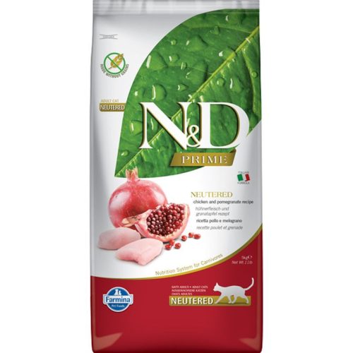 N&D Cat Prime Csirke&Gránátalma Adult Ivartalanított 5Kg