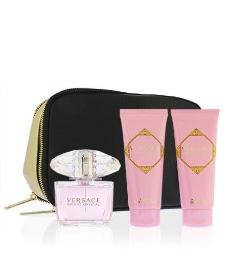 Versace Bright Crystal eau de toilette for women 90 ml + testápoló 100 ml + tusfürdő 100 ml + kosmetická taška ajándék szett