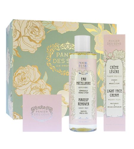 Panier Des Sens Radiant Peony ajándék szett lehký krém arc 40 ml + výživný krém arc 50 ml + micelární voda 200 ml