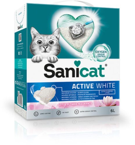 Sanicat Macskaalom Active White Lotus Flower Ultra Csomósodó Fehér Bentonit 6L